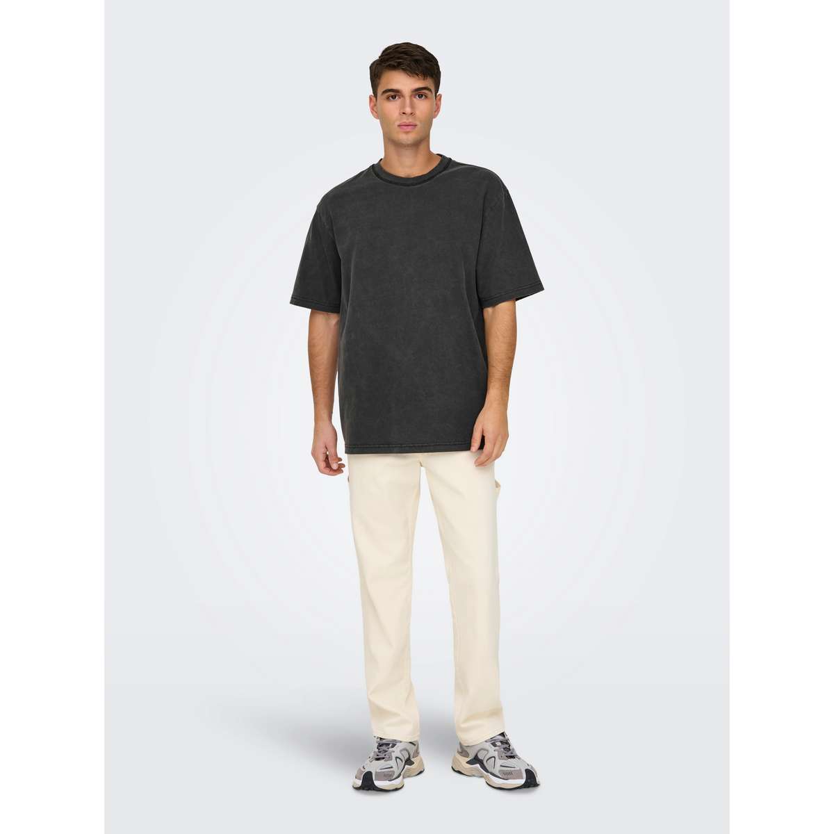 ONLY & SONS MEN΄S RELAXED FIT COTTON DISTRESS T-SHIRT BLACK